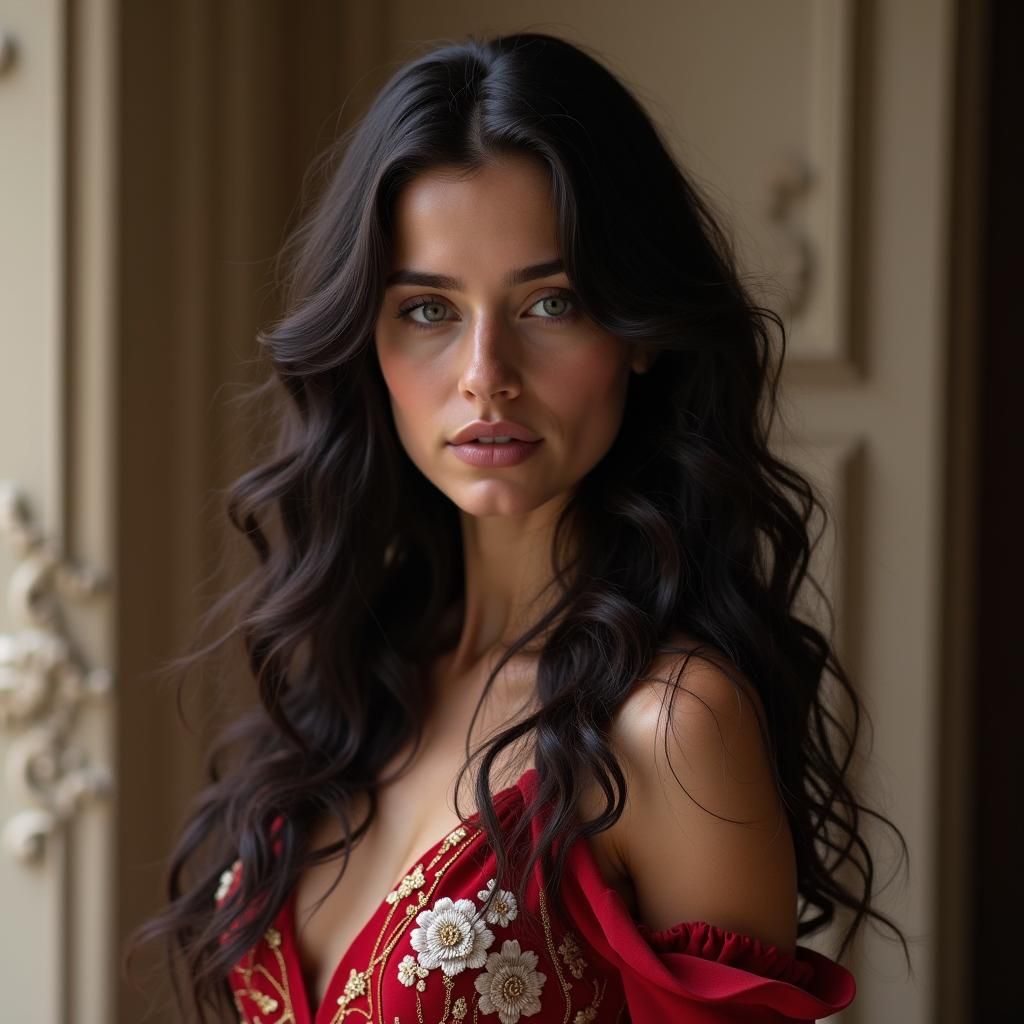 Italian Woman in Romantic, Surreal Style