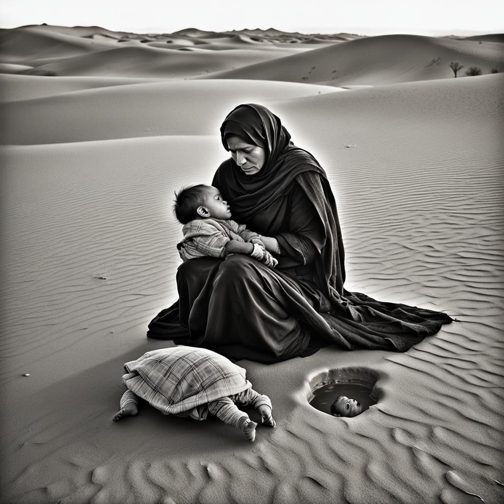 Desert Mother's Heartbreak: A Matte Painting