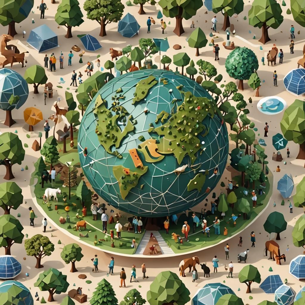 Low-Poly Art: A Symbolic Globe of Unity