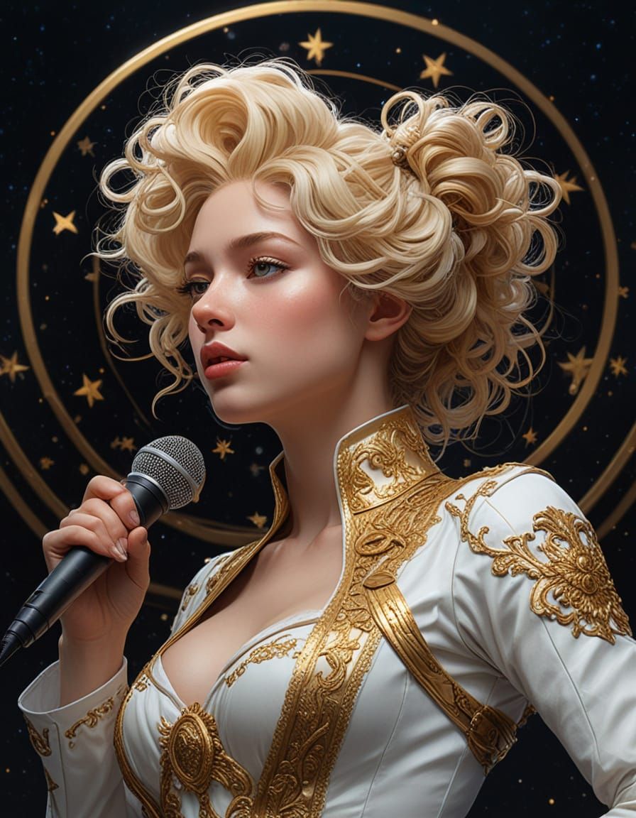 Starlight Heroine Singing on Stage in Starry Night Arena