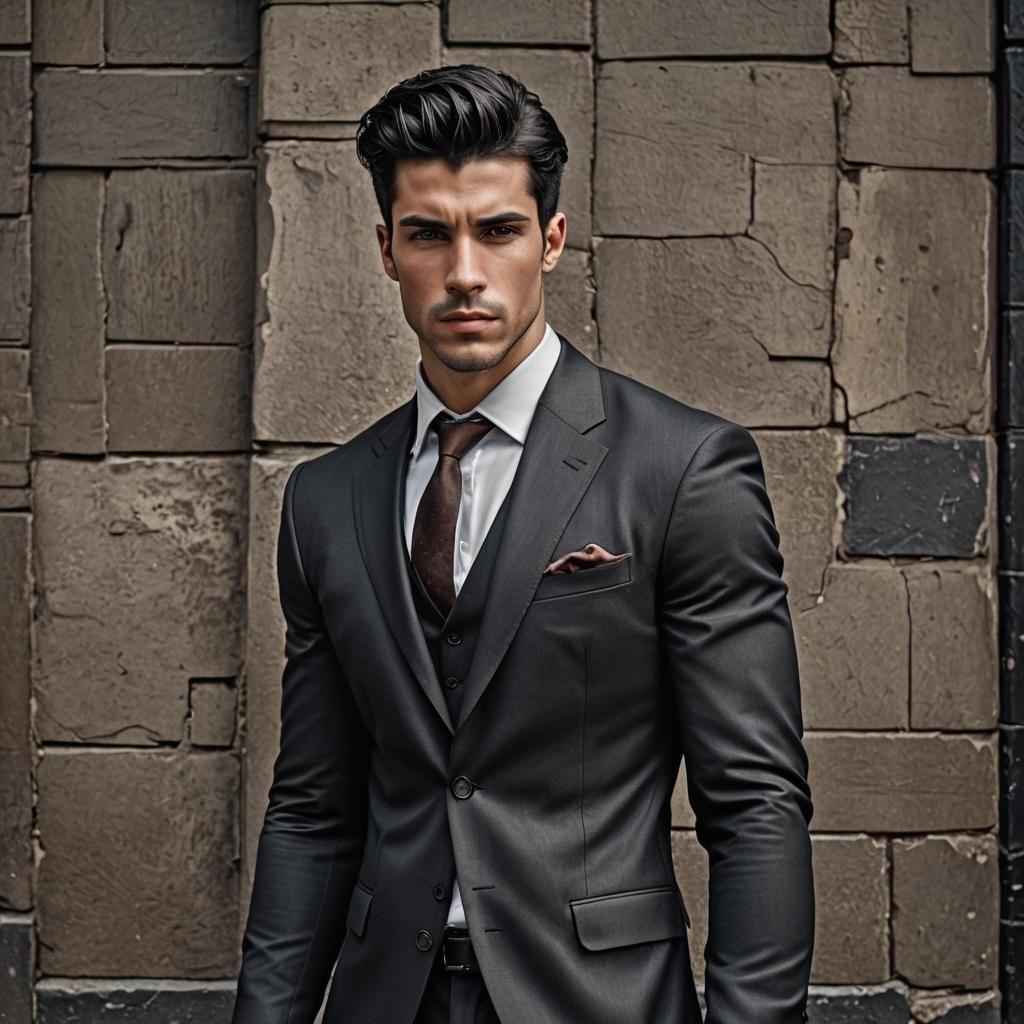 Elegant Black Haired Gentleman in Cinematic Hyperrealistic P...