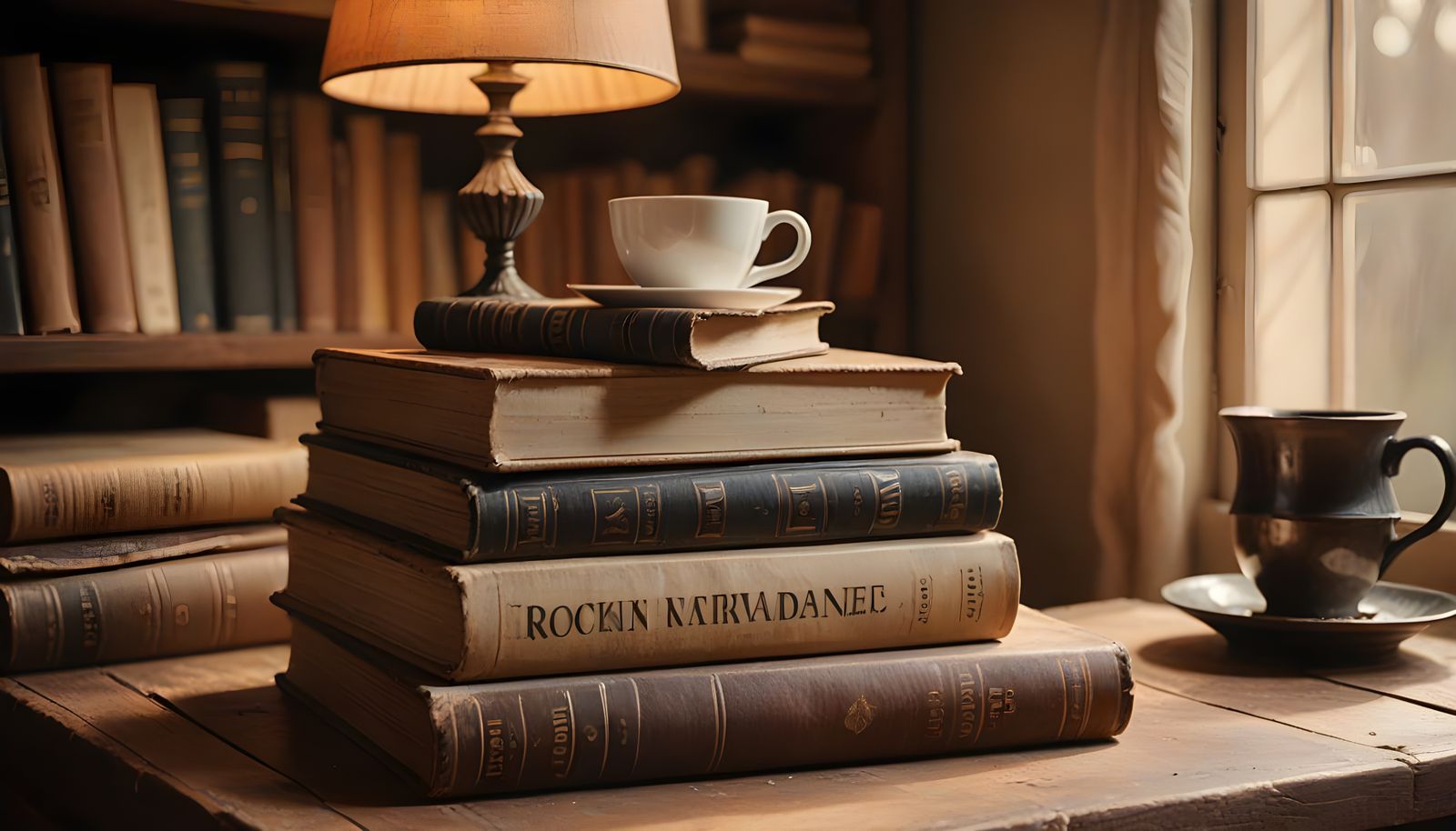 Vintage Books, Antique Cup Still Life