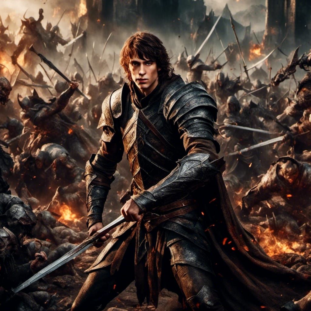 Gritty Mass Battle in Darkest Fantasy Style