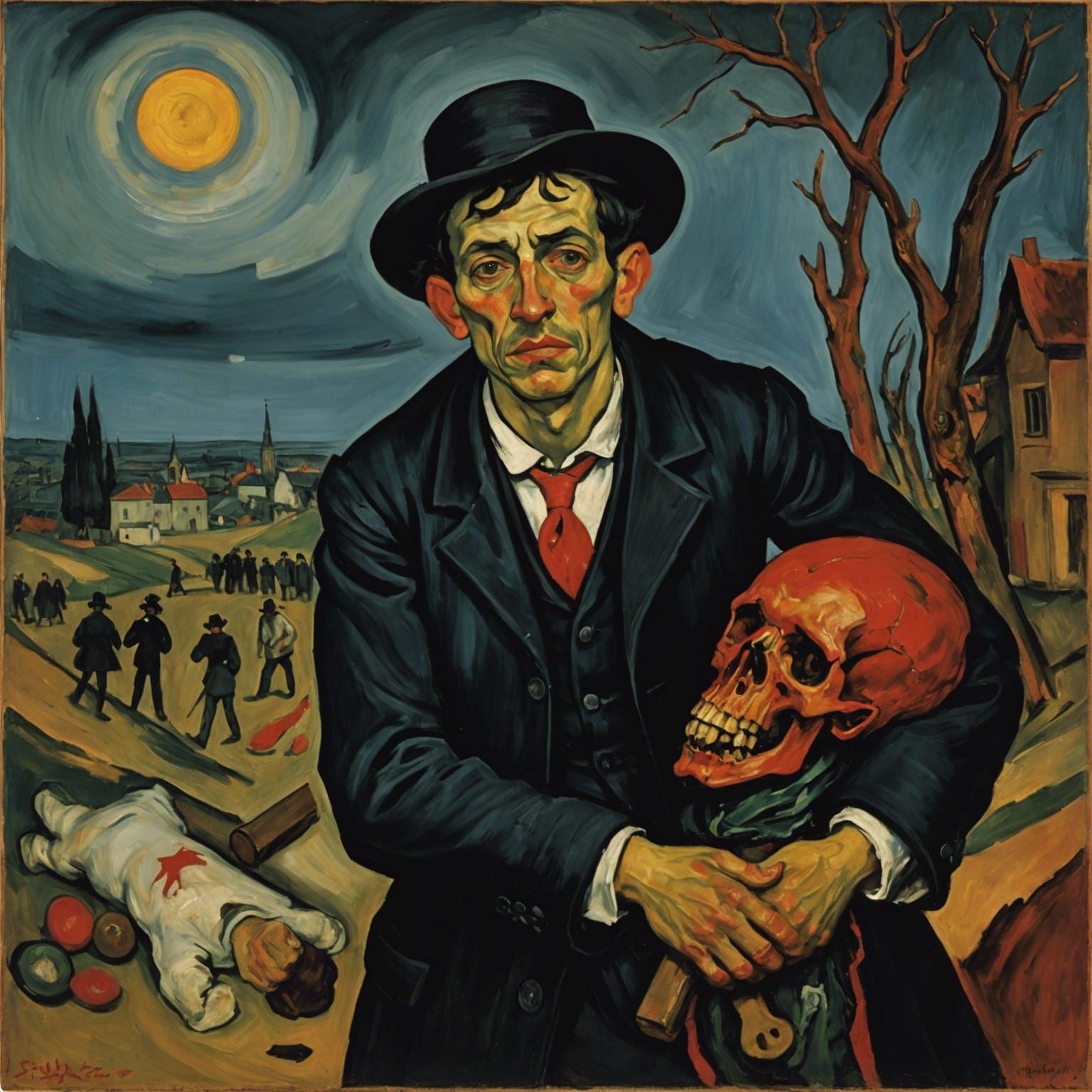 Fighting Death: Expressionist Masterpiece Inspired by Goya