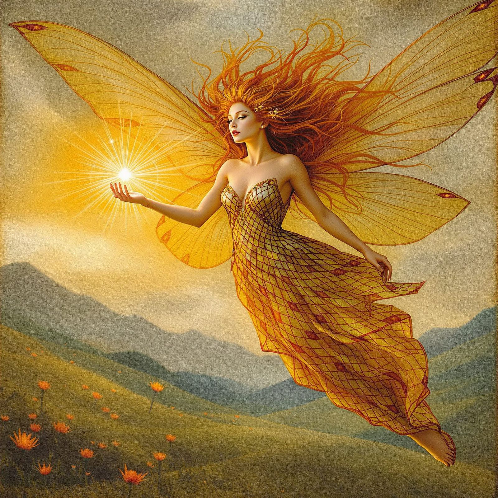 Summer Fairy Portrait in 15th Century Naturalist Style