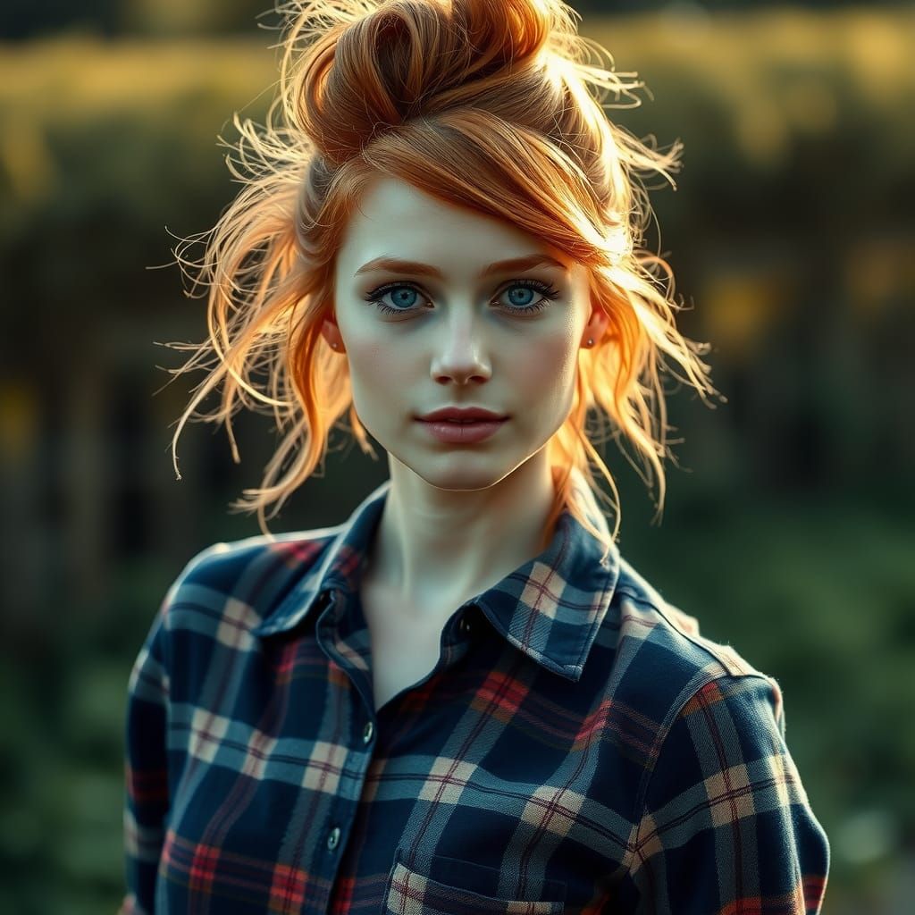 Red-Haired Scottish Girl in Fashion Editorial Style