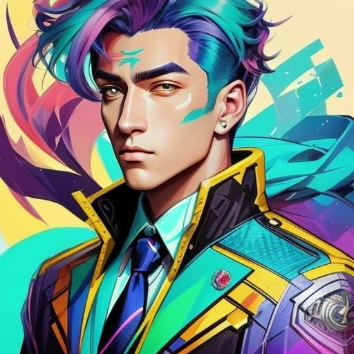 Students in Uniforms: Vibrant Digital Concept Art