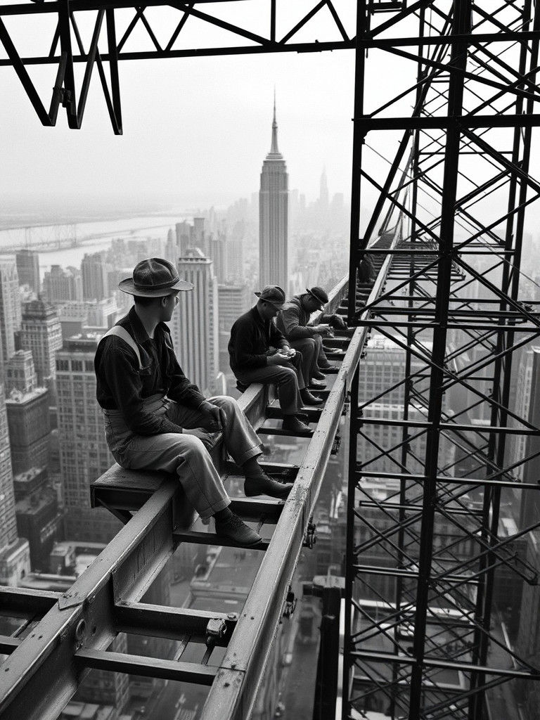 Empire State Building Workers Lunch, Vintage Photograph