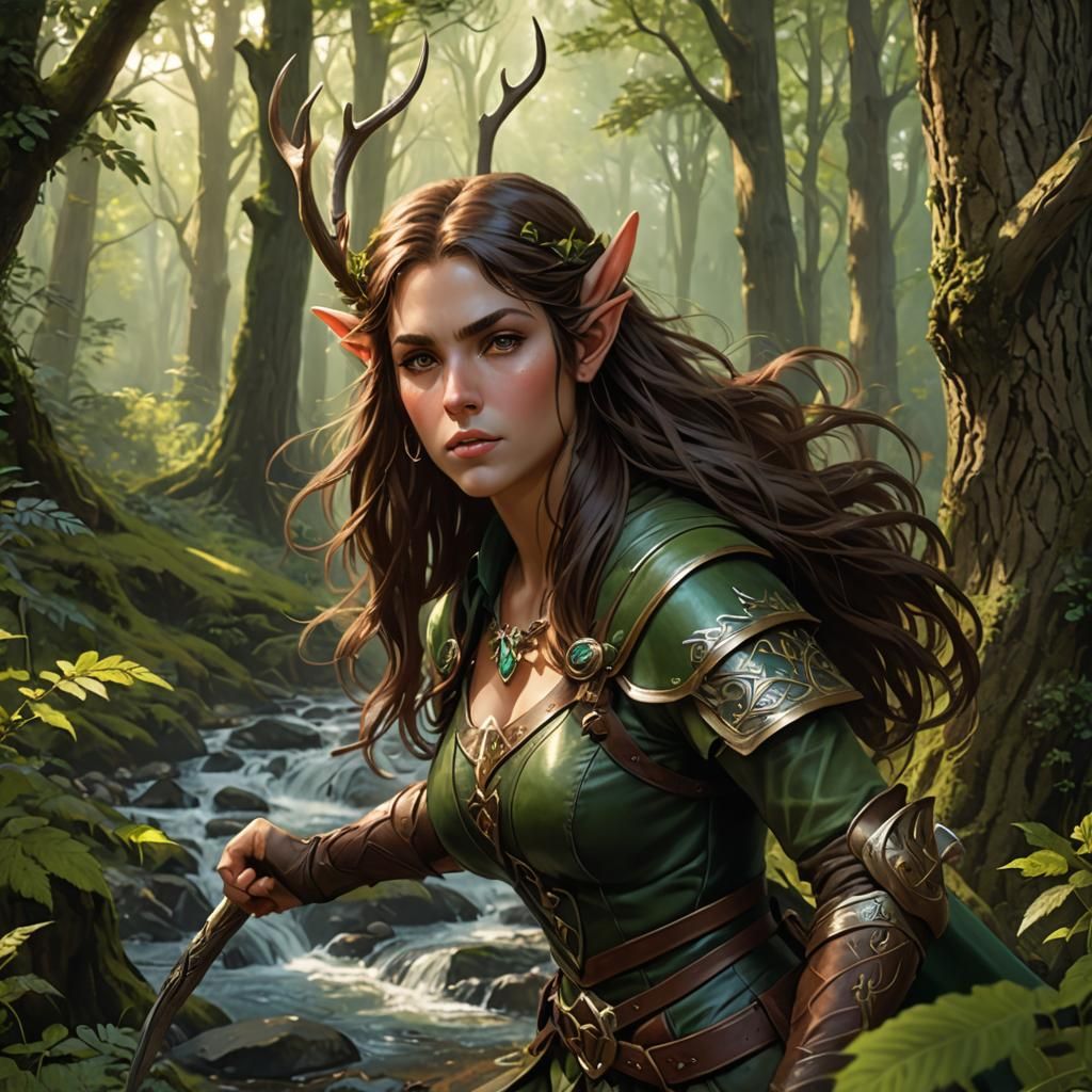 Wood Elf Ranger Charging, Digital Concept Art