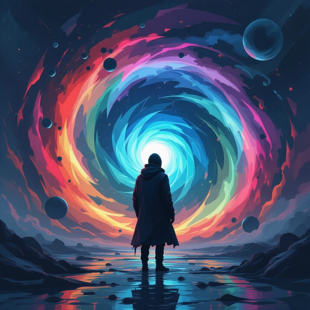 Mysterious Figure in Abstract Surrealism