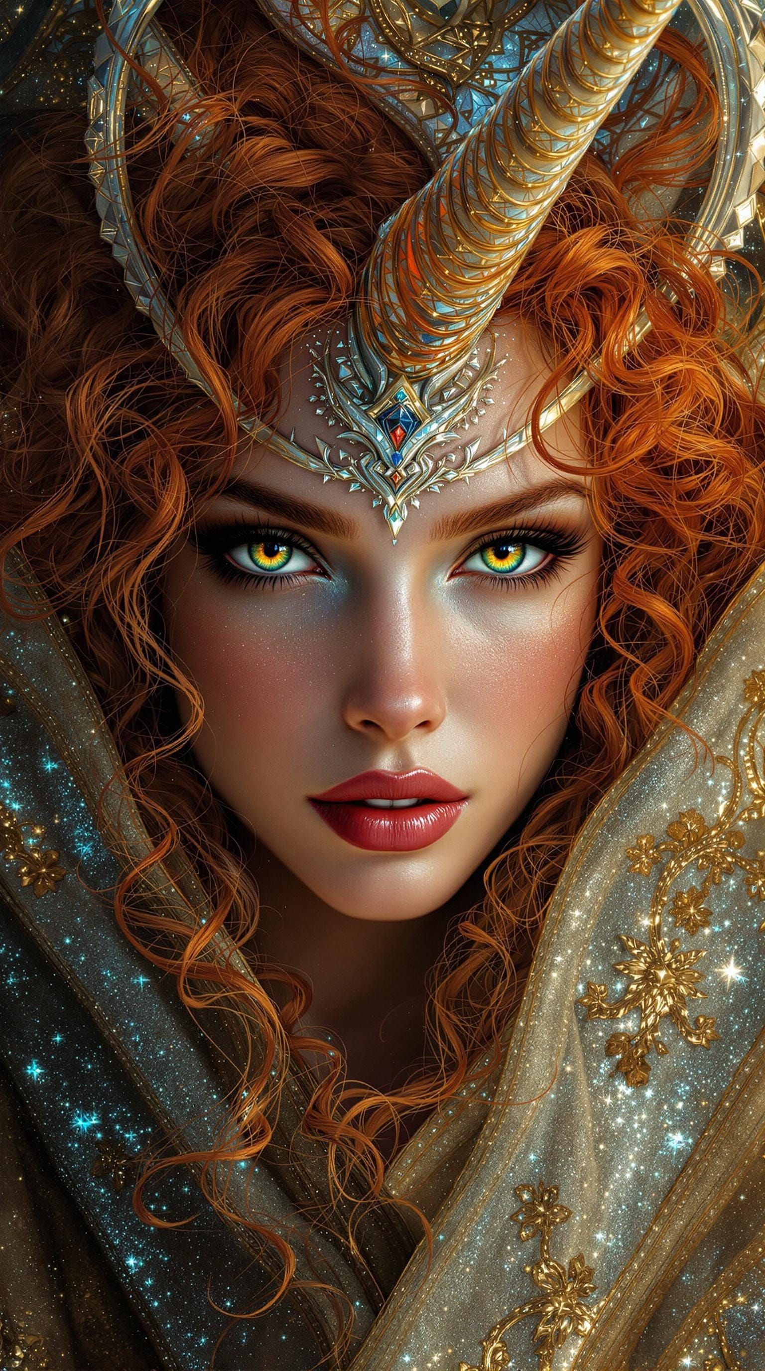 Hyperrealistic Goddess Portrait in Iridescent Splendor