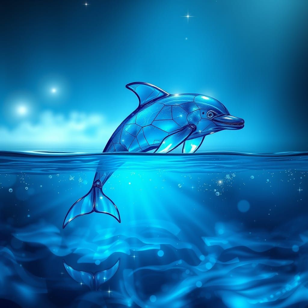 Stained Glass Dolphin in Starlight