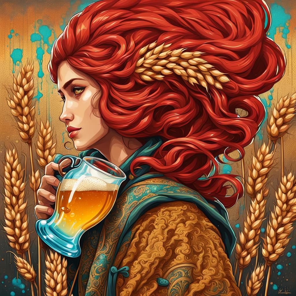 Ancient Iranian Beer in Graffiti Art Style