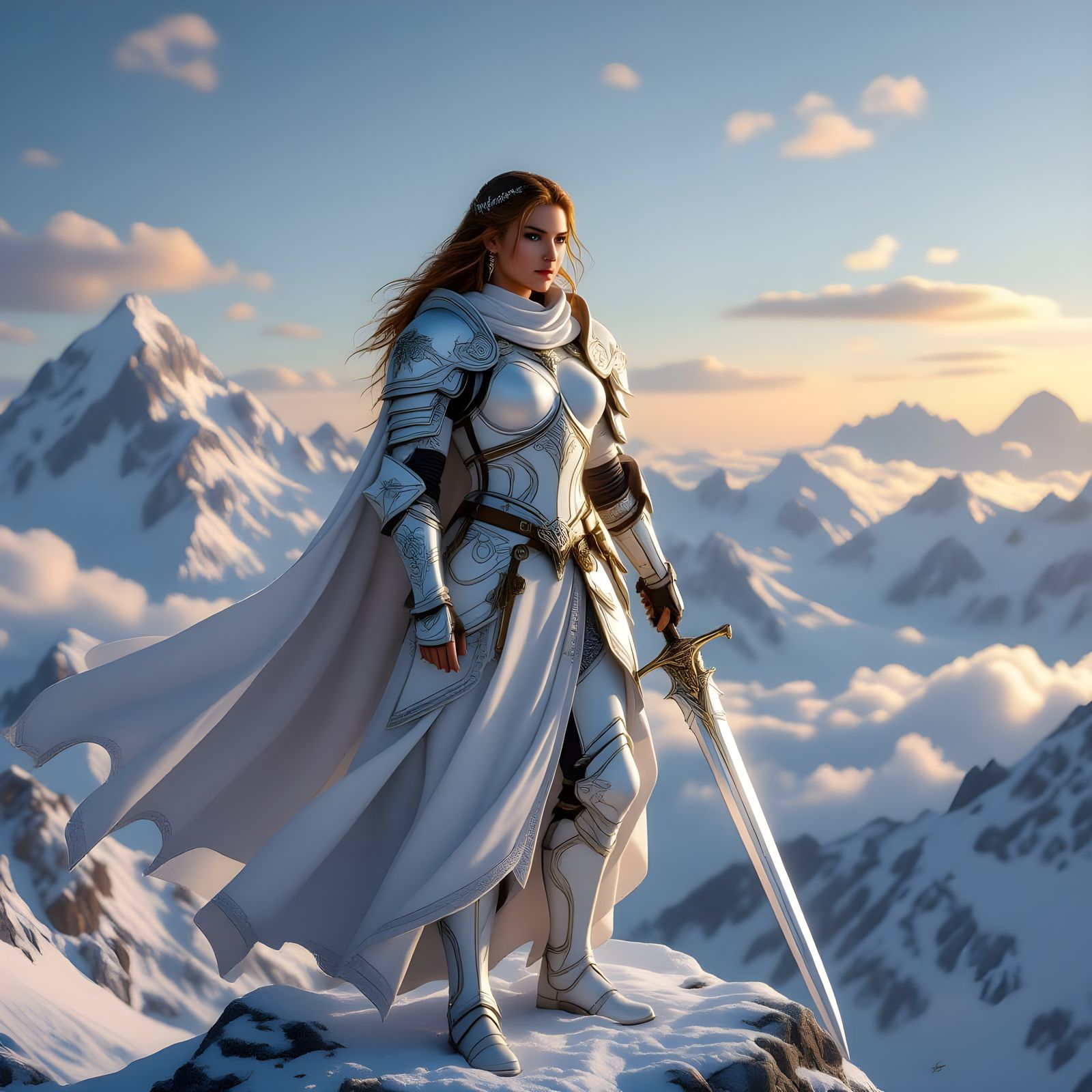 Heroic Paladin Empowered by Radiant White Armor