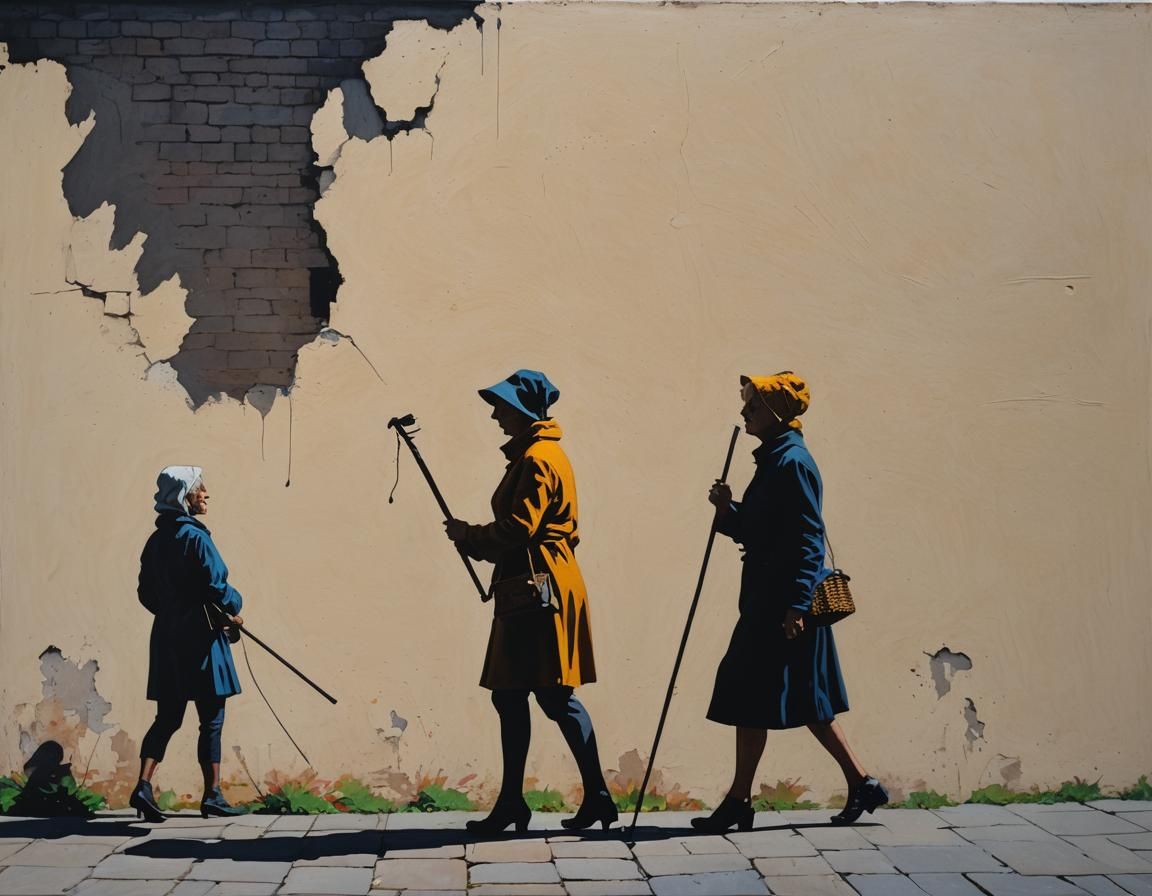 Shadow Silhouette: Woman, Beehive, and Old Woman