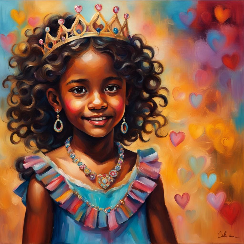 Playful Child Portrait as Oil Painting