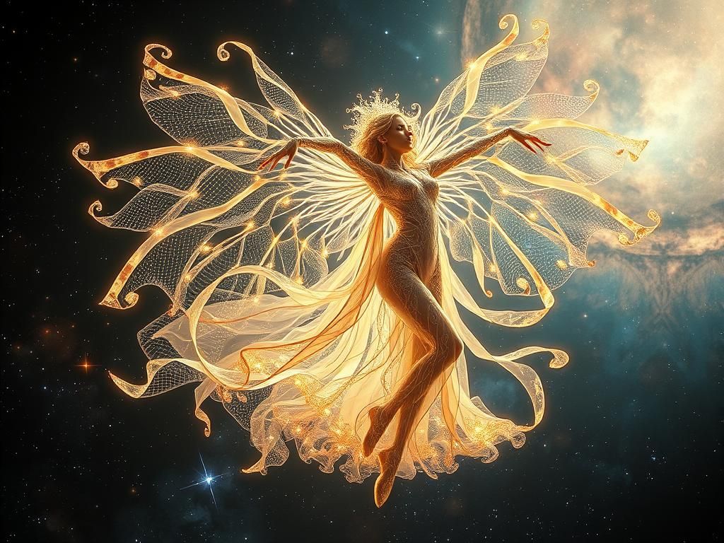 Holographic Ribbon Dancer in Cosmic Holopunk Style