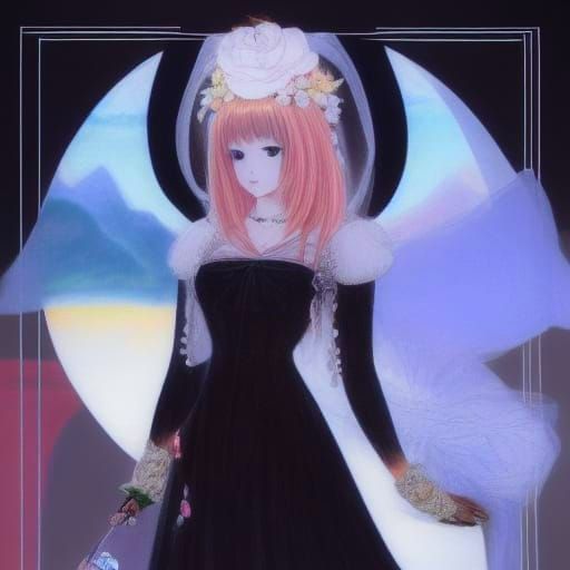 Colorful Crayon Drawing of a Bride