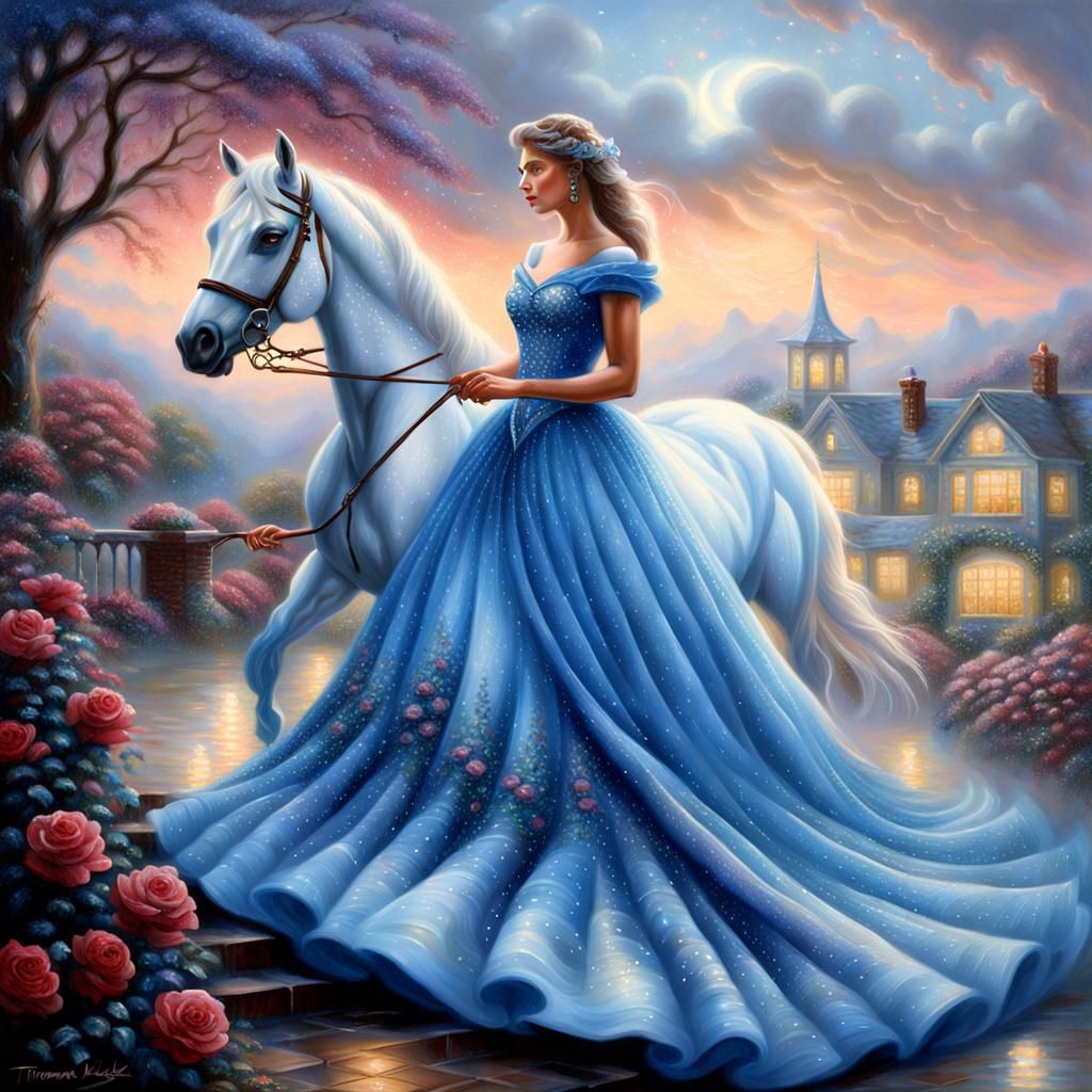 Ethereal Chocolate Night: Woman in Blue Gown