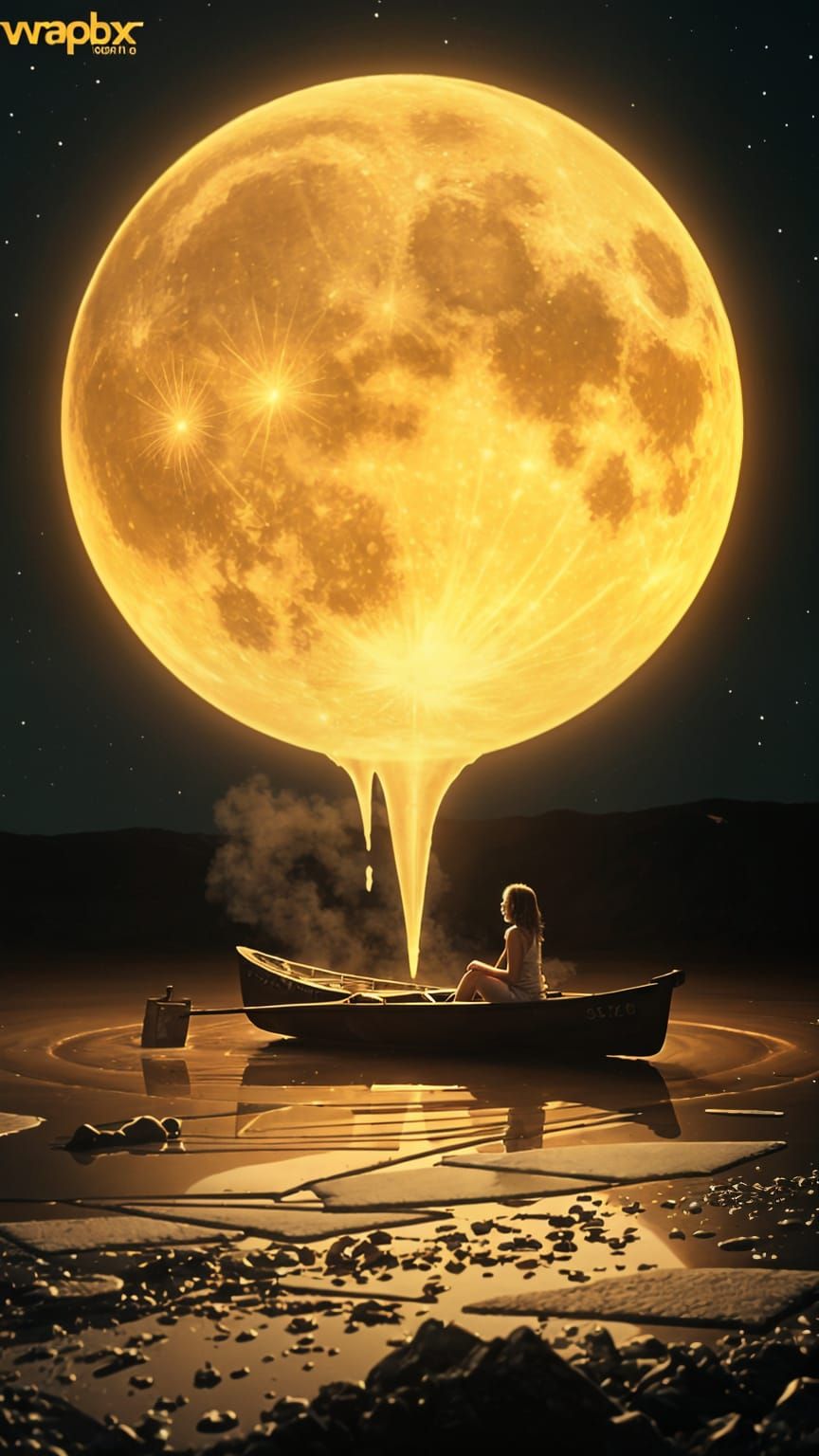 Melting Wax Moon Dreamscape: Ethereal Night Scene