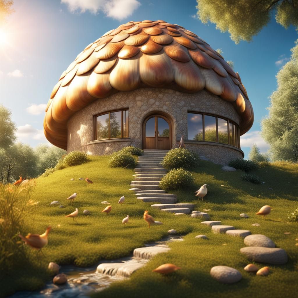 Big Shell House on Hill in 4K HDR