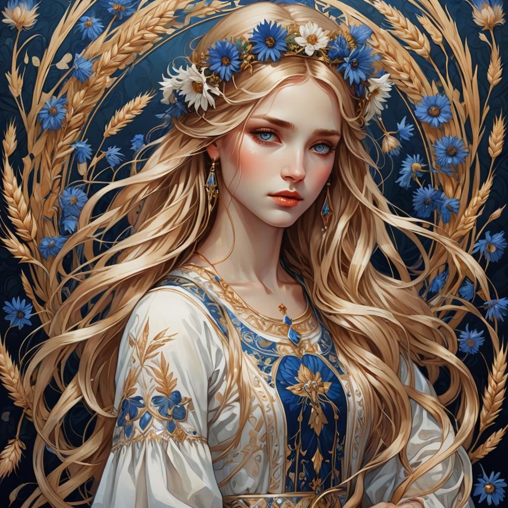 Ukrainian Girl in Art Nouveau Style