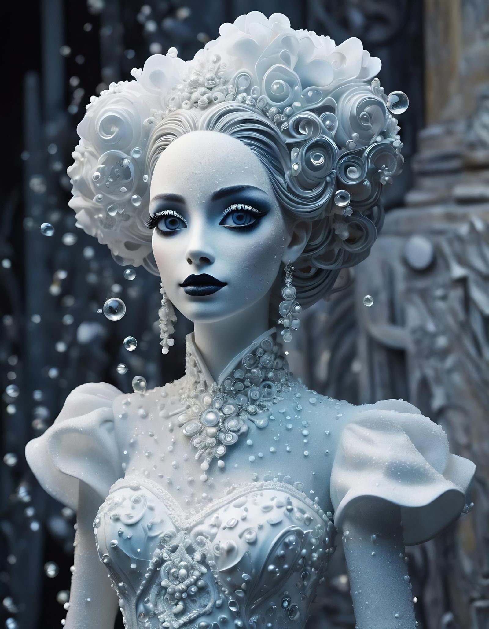 Abstract Soap Bubble Bride in Cubist Style