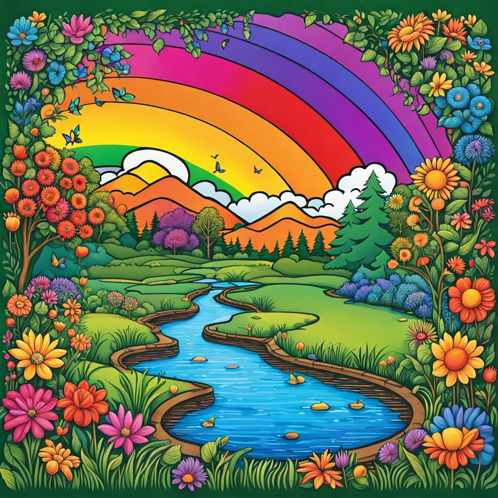 Rainbow Farewell Sign in Hyperdetailed Tonalist Airbrush Art