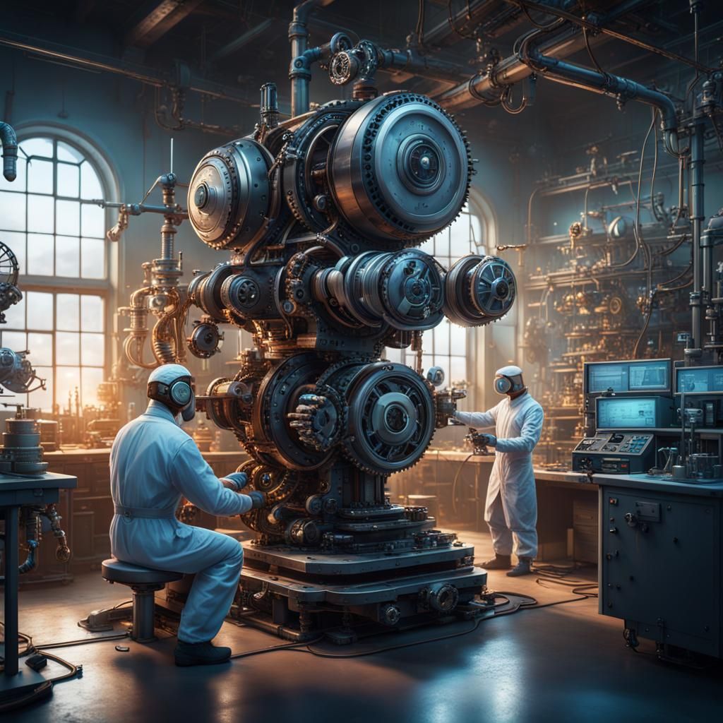 Intricate Lab with Robot in Detailed Matte Painting