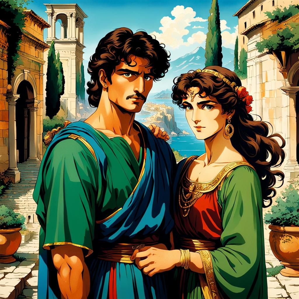 Vaporwave Anime: Ancient Italy in Hyperrealistic Detail