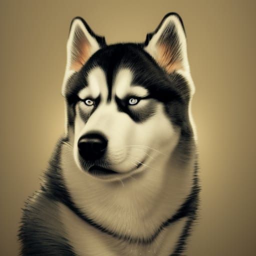 Hyperdetailed Husky Portrait in Art Nouveau Style