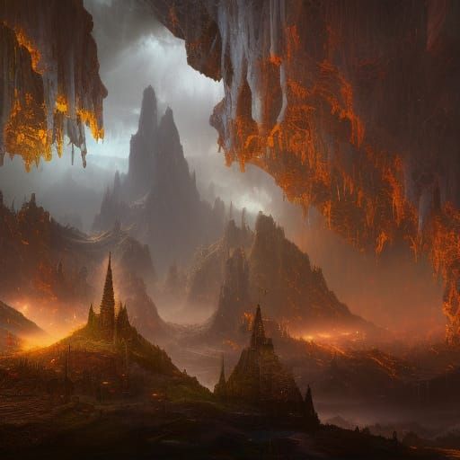 Fantastical Deep Color Landscape in Matte Painting Style