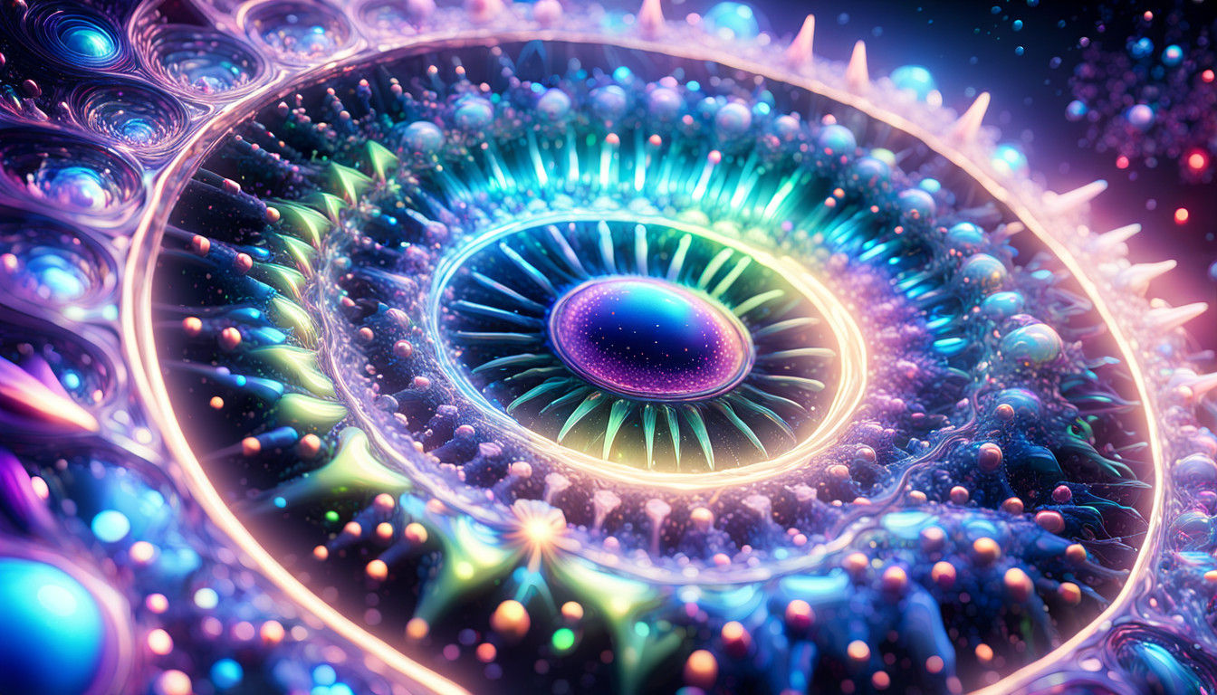 Cosmic Beauty: Iridescent Star Clusters in Neon Light