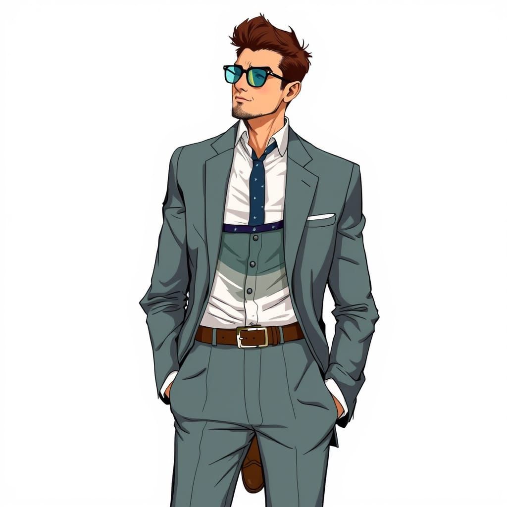 Stylish Man in Tailored Suit: Realistic Illustration