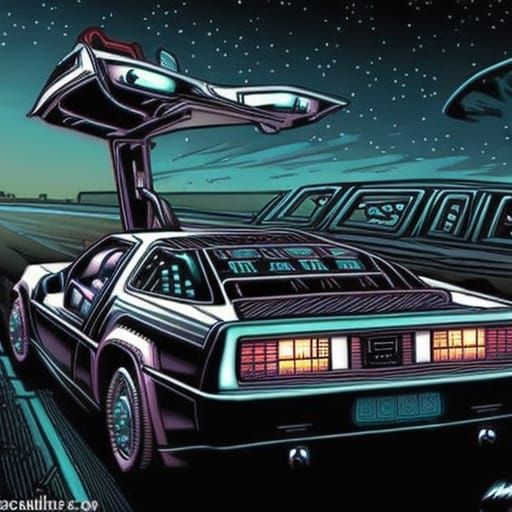 Alien Drives a Delorean: Comic Book Art