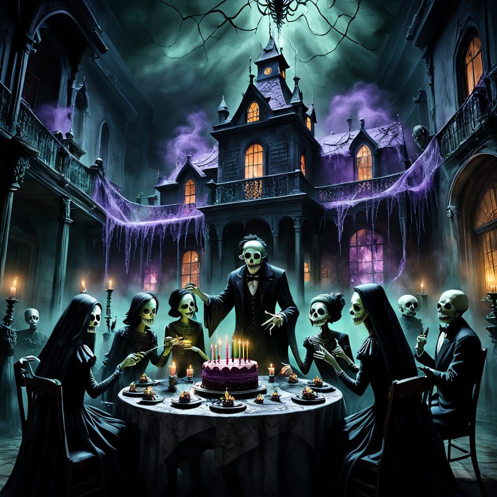 Surreal Birthday Party in Haunted Mansion
