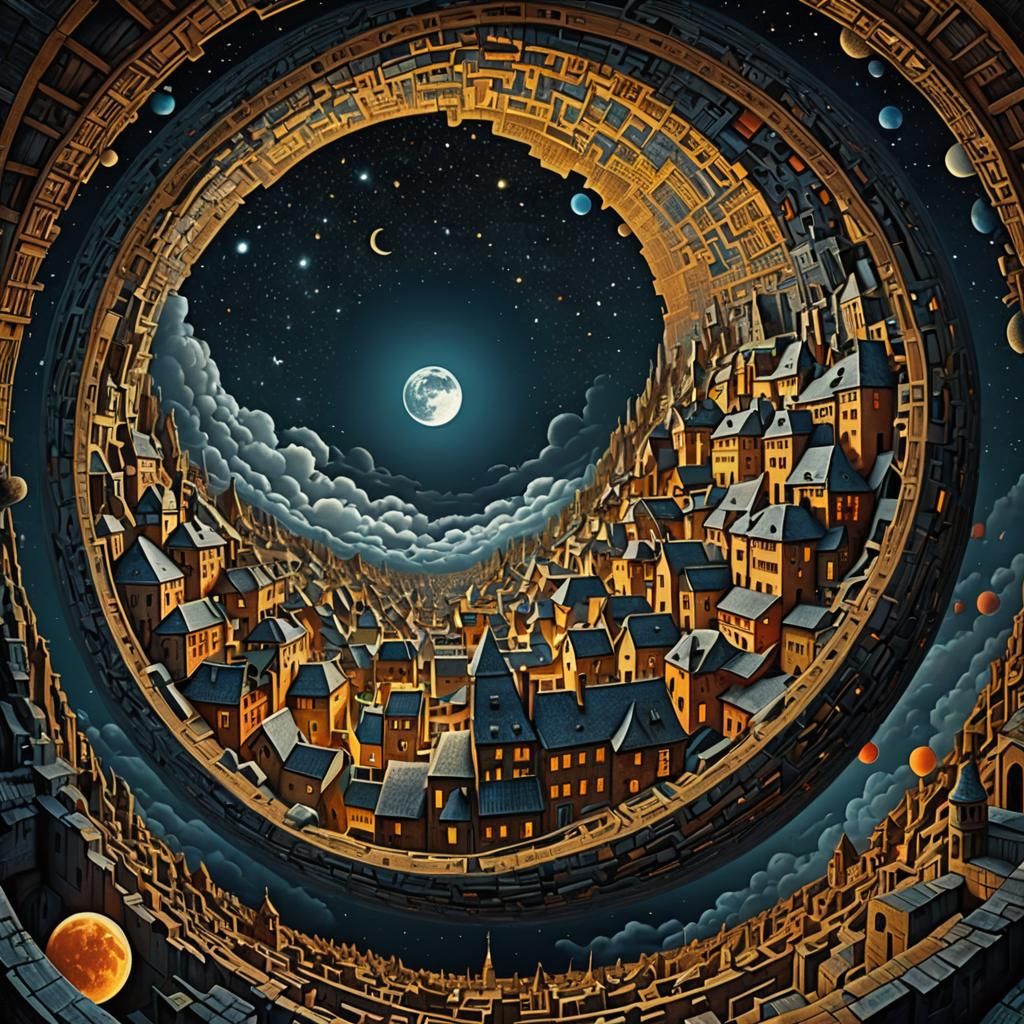 Reality Bender Moon in Optical Art Style