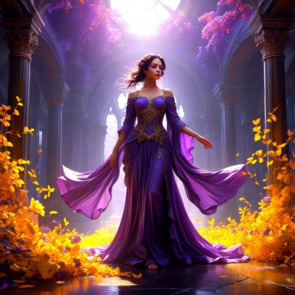 Angel and Cloaked Figure Dancing in Surreal Gothic Mist