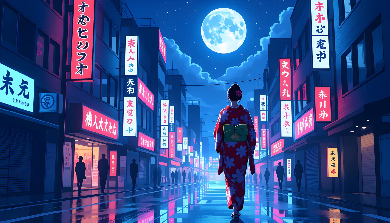 Tokyo Cityscape Bathed in Moonlight