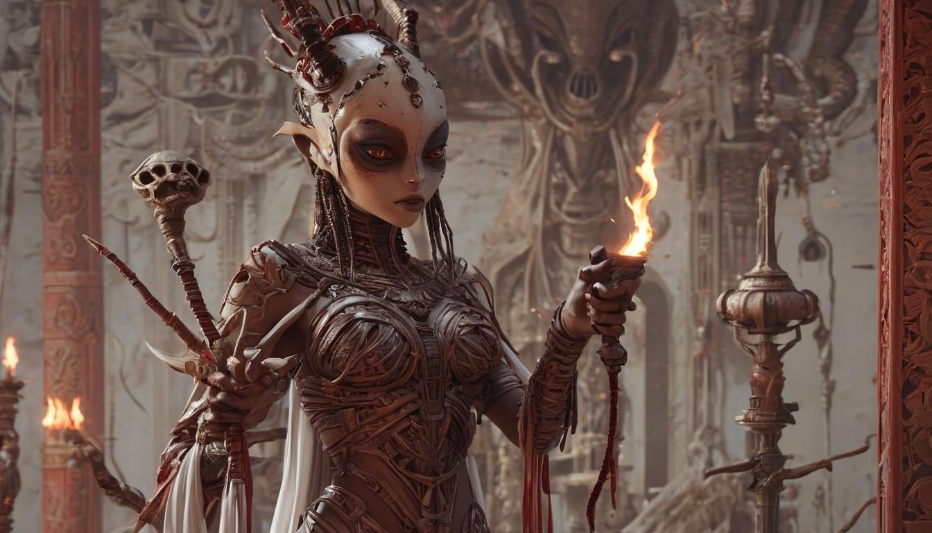 Alien Voodoo Priestess Ritual in Anime Style