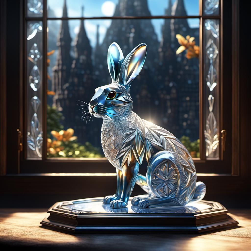 Crystal Rabbit with Sunlight Prisms, Fantasy Concept Art