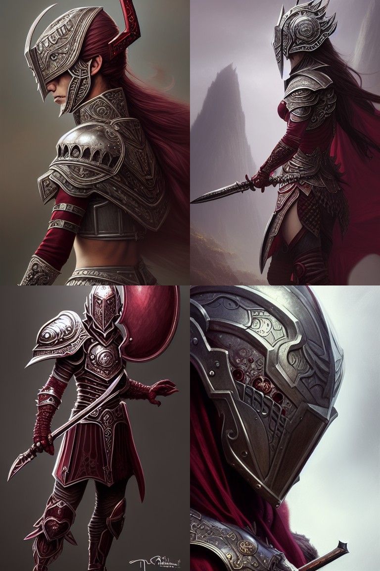 Fantasy Warrior in Shining Armor by Artgerm and Rutkowski