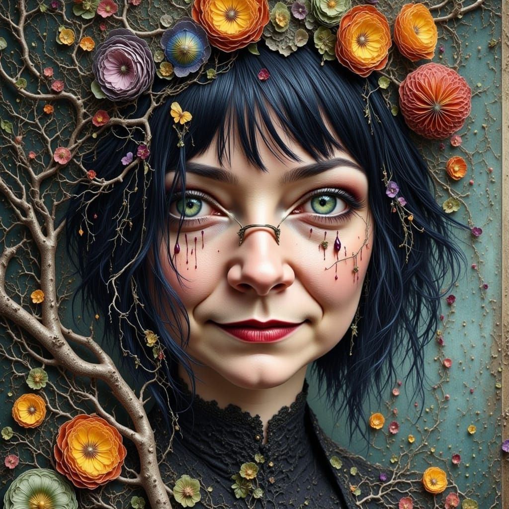 Woman's Tears of Retribution in Neon Bioflux Style