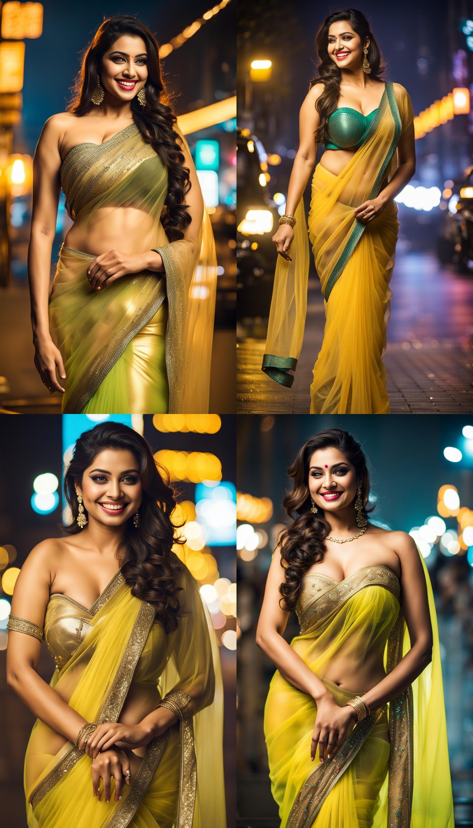 Bollywood-esque Figure in Neon Cityscape