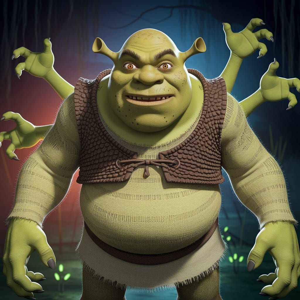 Menacing Shrek Boogeyman with Twisted Tentacle Face and Six ...