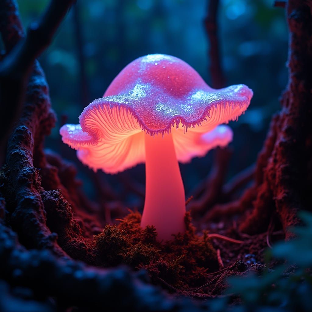 Glowing Squishy Fungus in Primordial Landscape
