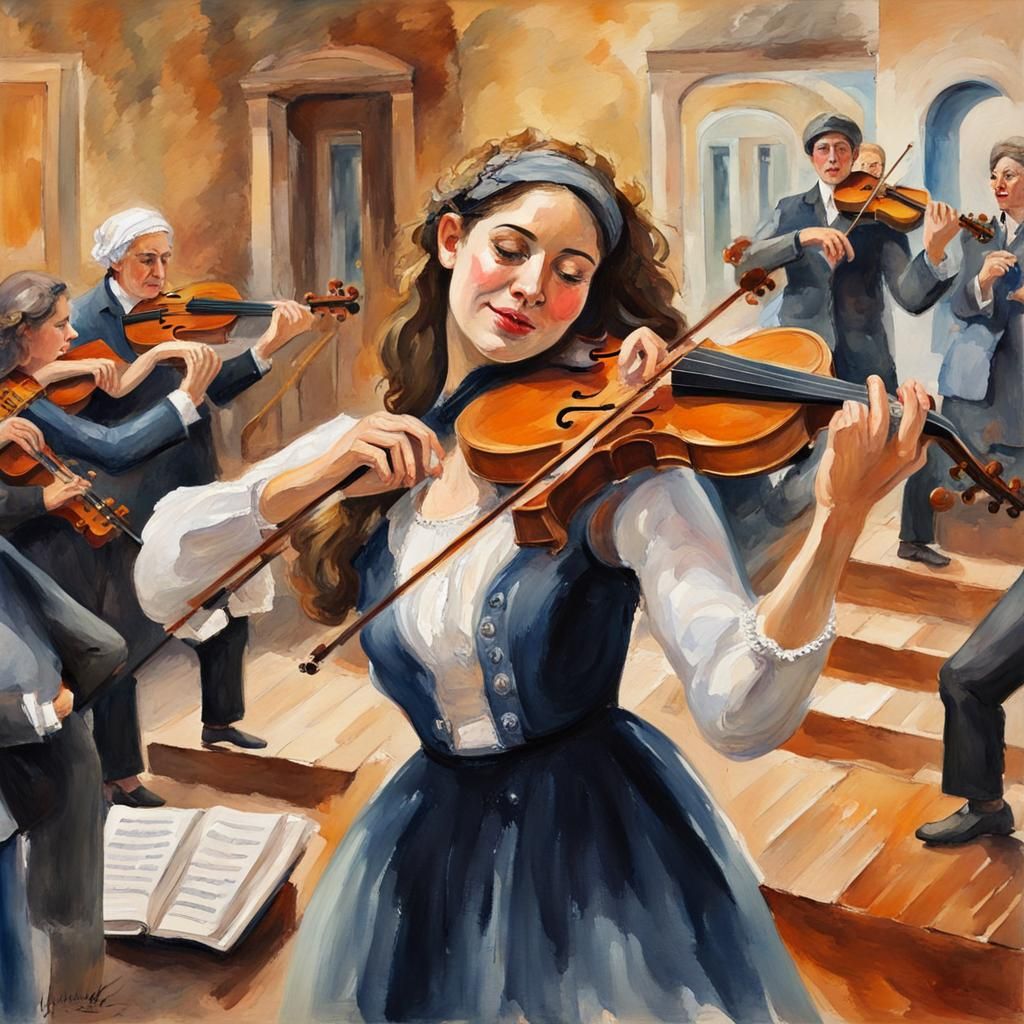 Jewish Celebration: Gouache Style Dancing and Music