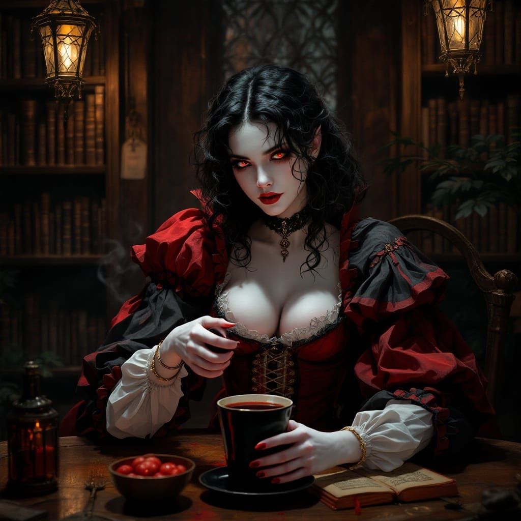 Ethereal Vampiress in Tudor Splendor