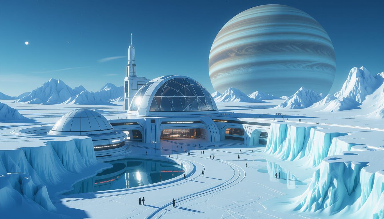 Futuristic Europa Colony in Cyberpunk Style