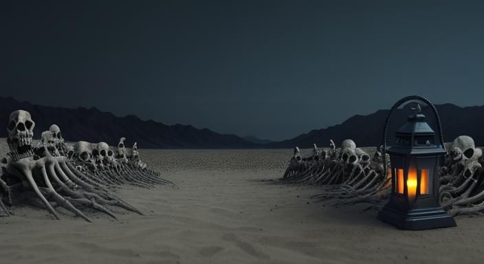 Eerie Death Valley Landscape in Dark Fantasy Style
